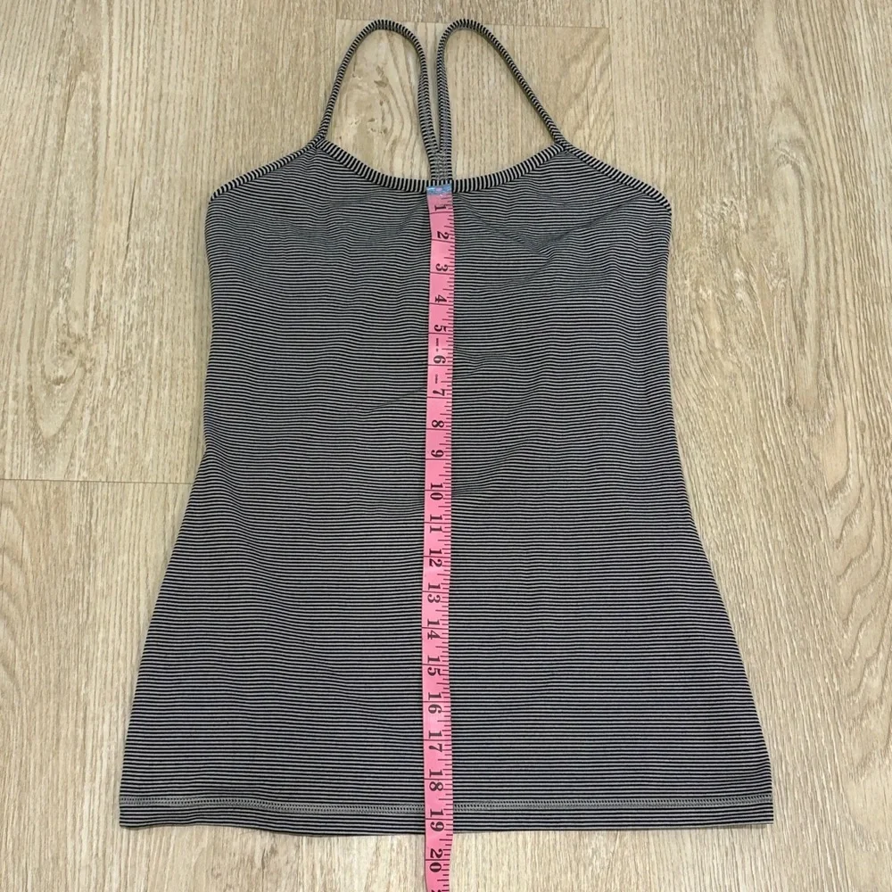 Lululemon Power Y Tank *Luon Tonka Stripe Black Grey Sporty Yoga Lulu Size 8